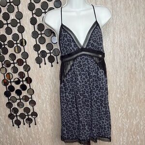 Victoria's Secret Black and Gray Animal Print Chemise